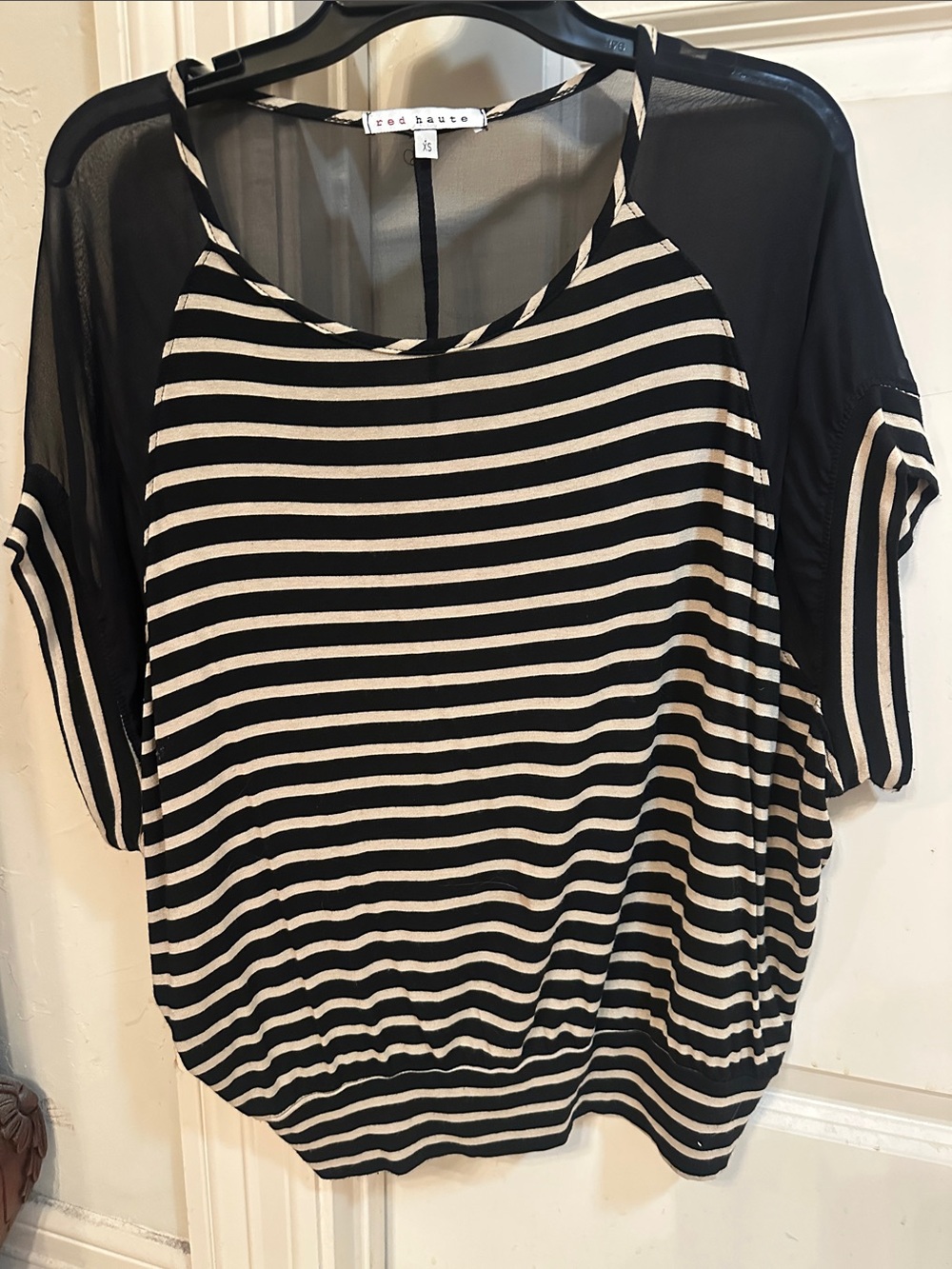 Red Haute Black and Cream Striped Women's Blouse